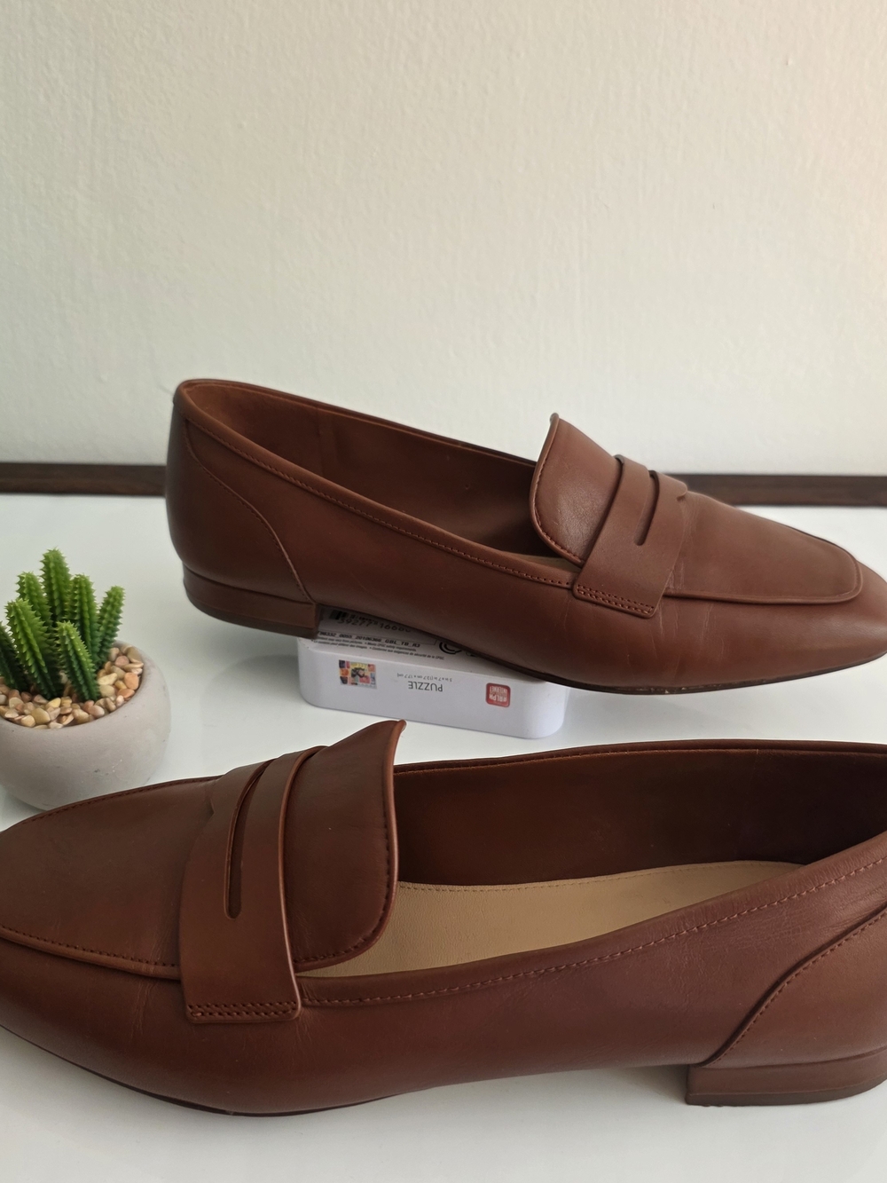 Cole Haan Women's Chestnut Leather Penny Loafers - Picture 4 of 12